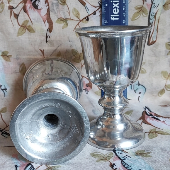WP Made In USA Pair Of Pewter Goblets Chalice Wedding Toast Toasting Glasses - Picture 10 of 15